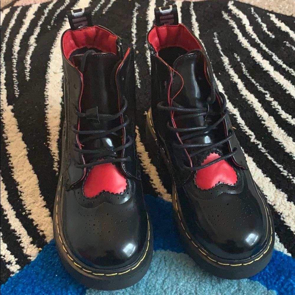 Red and black boots